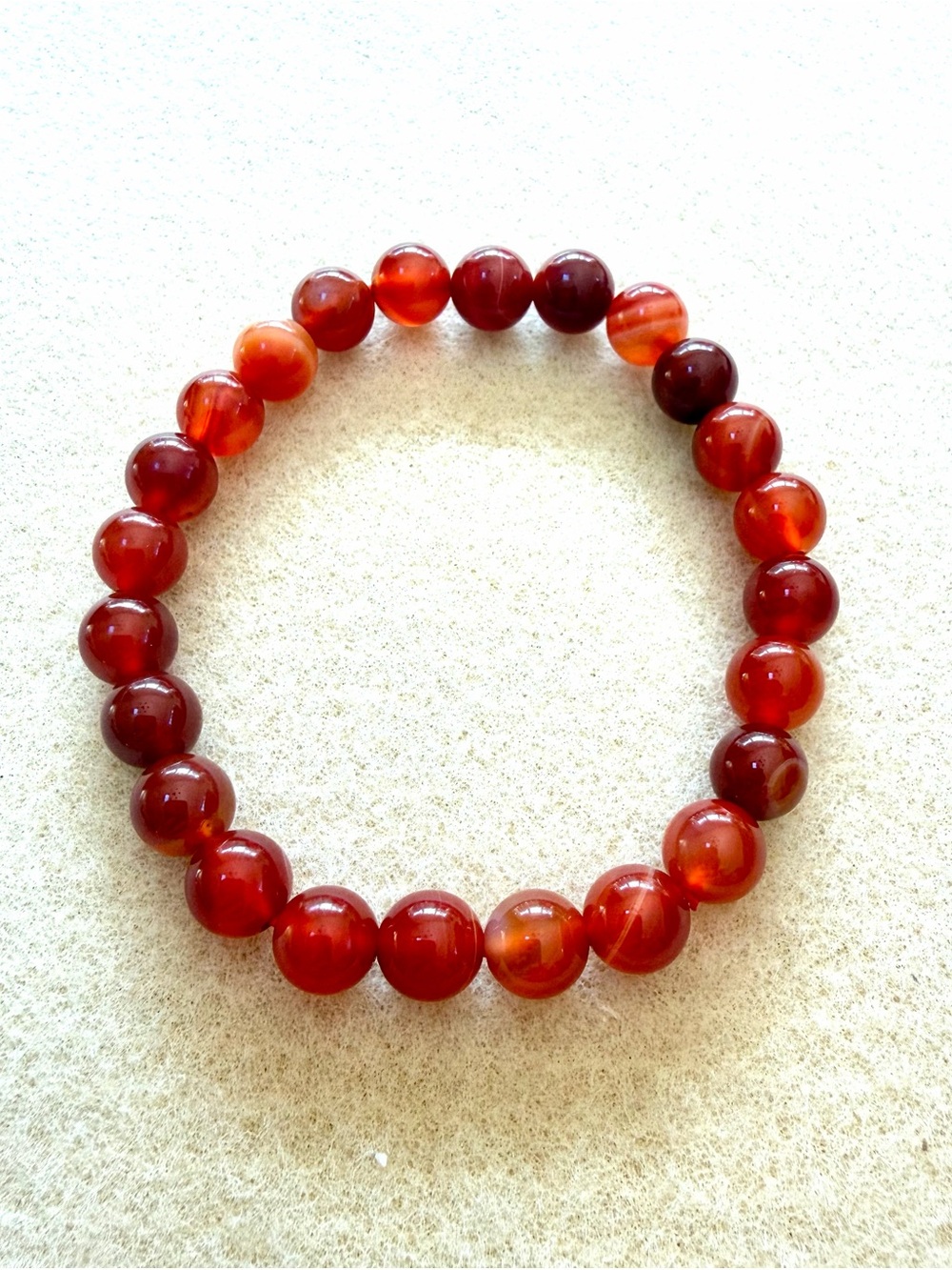 Red Agate Bead Stretchy Bracelet
